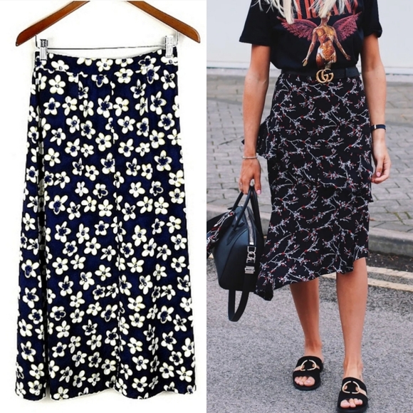 Vintage 90's Floral Midi Slip Skirt Size 8 - Picture 1 of 5